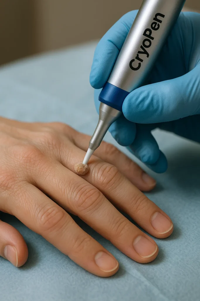 example of cryopen wart removal South Shields treatment on a persons finger