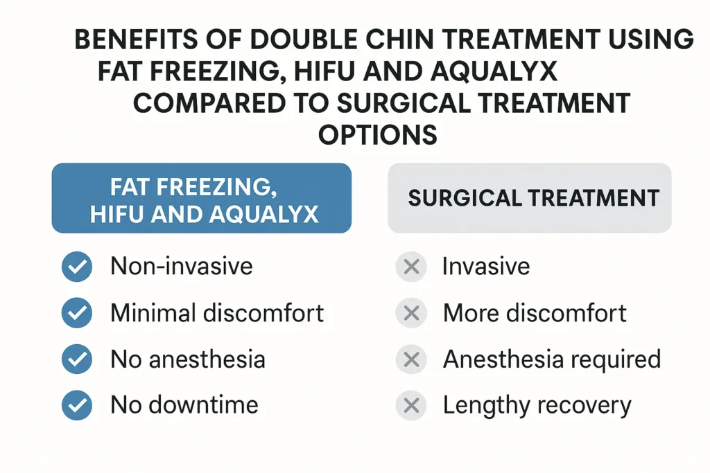 Graphic about the benefits of double chin treatment South Shields - from LA LIPO