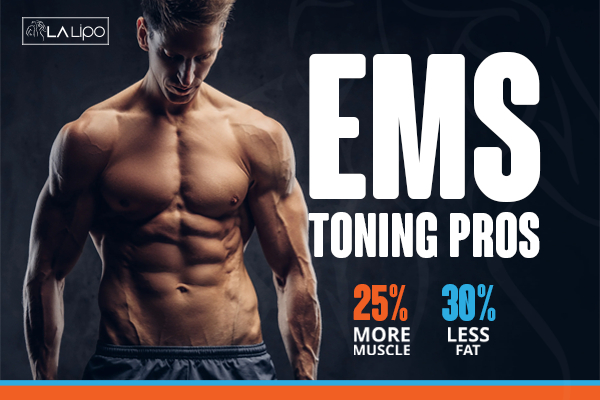 Graphic of man with toned body showing the benefits of LA-EMS Body Sculpting South Shields treatment