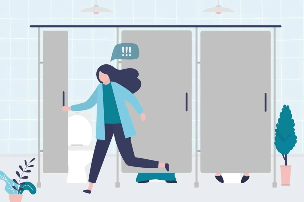 graphic of Urine incontinence South Shields woman running to the toilet.